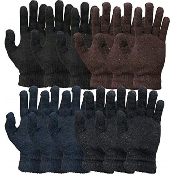 Yacht & Smith 6 Pairs Bulk Pack Thermal Black Gloves Unisex One Size