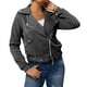 thumbnail image 2 of Chaqueta Gruesa, Holgada e Irregular con Solapa y Cremallera Inclinada para Mujer, de Larga, Informal, con Cremallera Gris Oscuro XL, 2 of 8