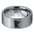 thumbnail image 2 of Tungsten Minnesota North Star State Band Ring 8mm Men Women Comfort Fit Gray Flat Cut Brushed Polished, 2 of 4