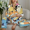 thumbnail image 6 of Masiiu Bluey Print Womens Pajamas Set Button Down 2 Piece Pjs Long Sleeve Oversized Sleepwear with Pockets-Small, 6 of 7
