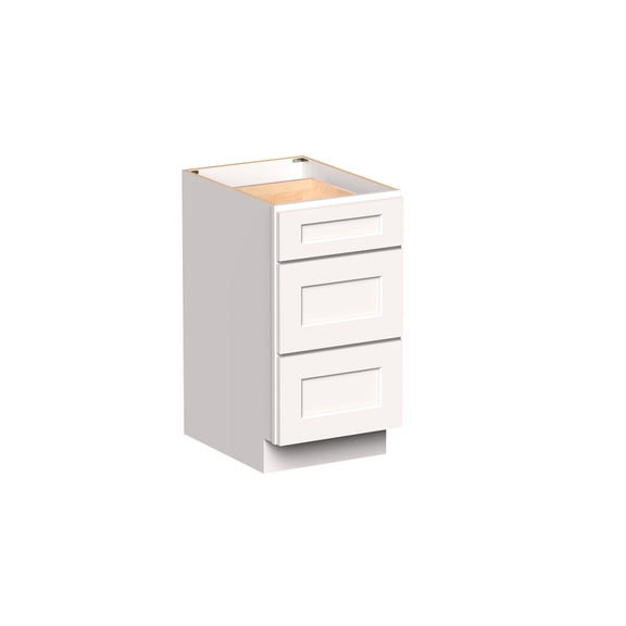 DL Cabinetry (Ready-To-Assemble) Shaker Style 3 Drawers Base Cabinet W18" x H34.5" x D24" - White Shaker