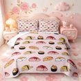 thumbnail image 2 of meiyoeat Sushi Cat Pattern Bed Spread Queen,Cute Kitten Food Print Queen Coverlet Set,3pcs,1 Quilt and 2 Pillowcases, 2 of 7
