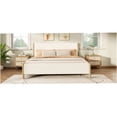 thumbnail image 6 of White Boucle Queen Platform Bed Frame with Wood Legs, Upholstered Low Profile Bed, No Box Spring Needed, Modern Bedroom Furniture, 6 of 10