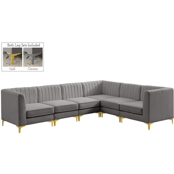 Meridian Furniture Alina Grey Velvet Modular Sectional