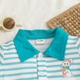thumbnail image 4 of Staki Baby Outfit With Cute Bunnies Toddler Boys Easter Outfits Adorable Bunny Embroidery Short Sleeve Round Neck Tops and Shorts Set 6-24M 2-3Y(Light Green,18-24 Months), 4 of 8