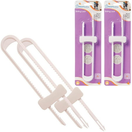 Dreambaby Sliding Safety Lock for Cabinets and Cupboards, Safety Lock, White, 2 Piece