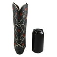 thumbnail image 6 of Rustic Western Black Tooled Leather Cowboy Boot With Rose Vines Vase Figurine, 6 of 6