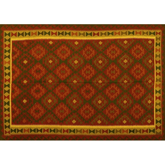 Ahgly Company Machine Washable Indoor Rectangle Oriental Yellow Traditional Area Rugs, 2' x 3'