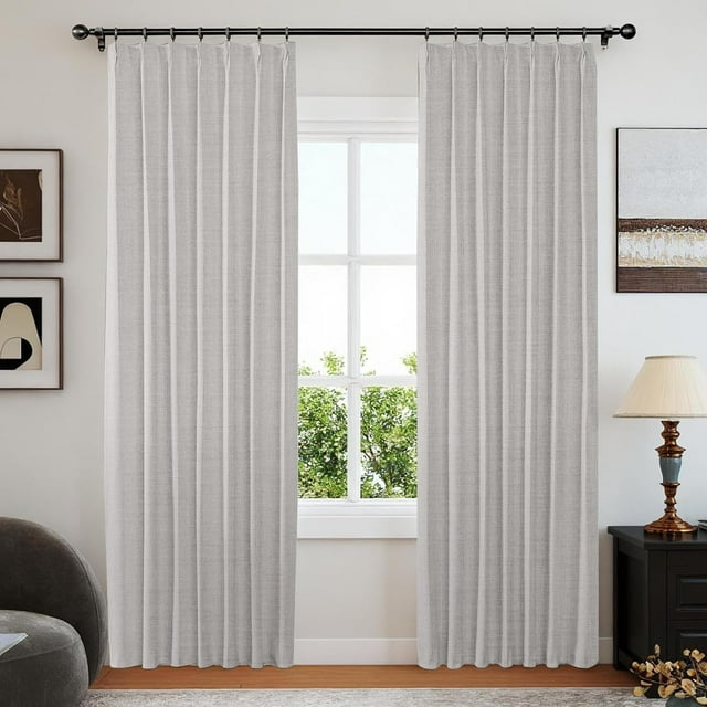 Lino Cortinas Blackout con Aislamiento Térmico, 100% Blackout Cortina Plisadas, Proceso de Estilizado a Alta Temperatura, para Recámara y Sala, 2 Paneles (Crema)