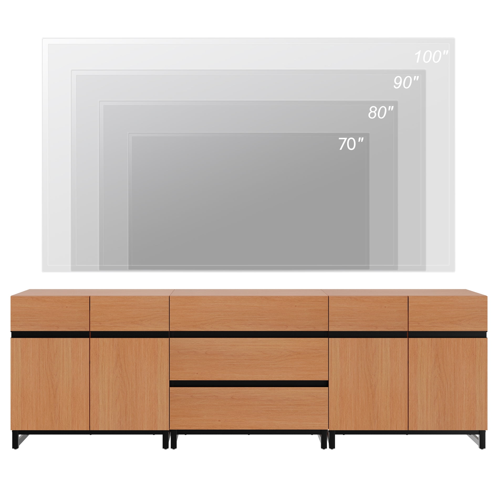 WAMPAT 3-in-1 Modern TV Stand for TVs up to 100 Inch，3 Drawers & Adjustable Shelves Media Console， Entertainment Center for Living Room & Bedroom