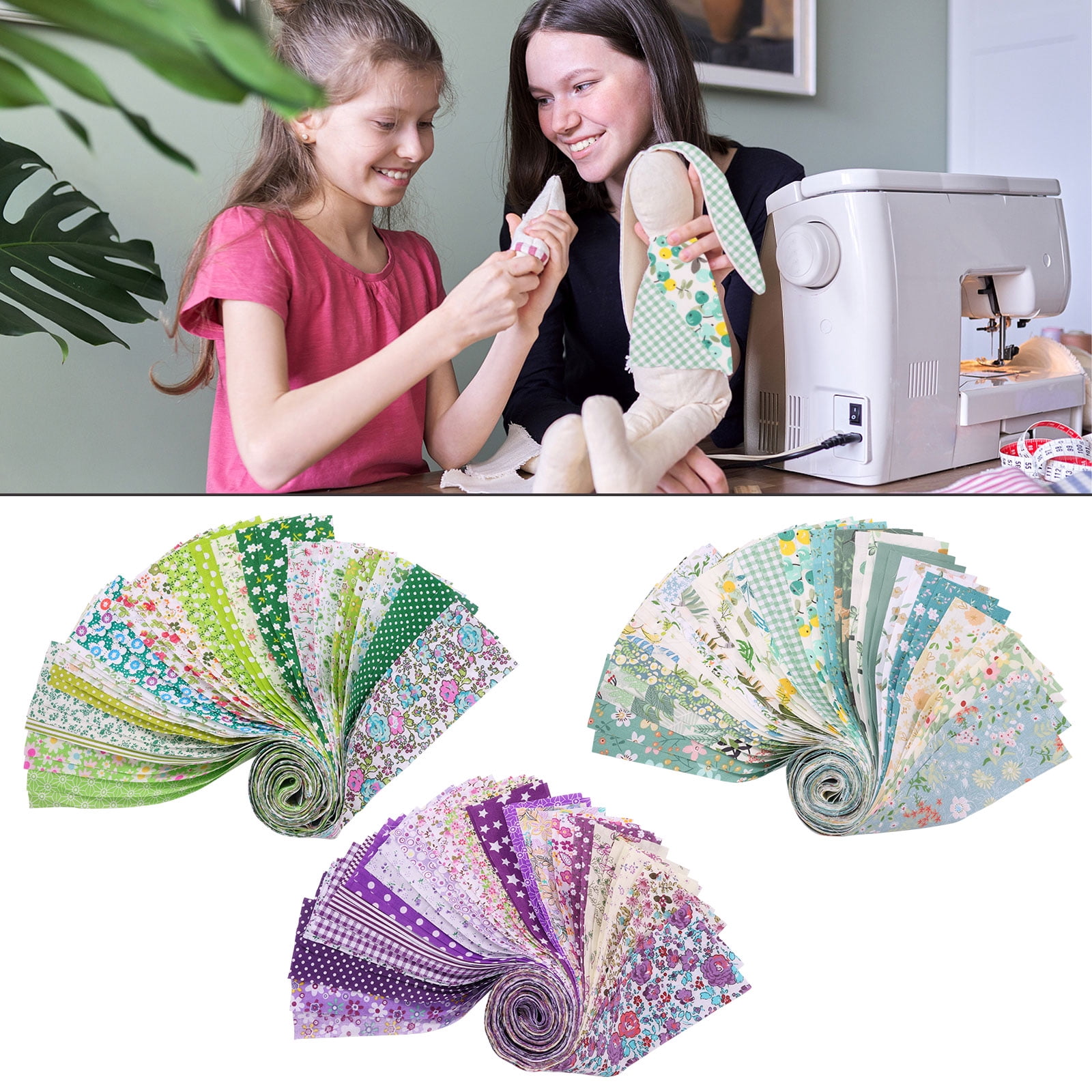 120Pcs Cotton Quilting Fabric Soft Colorful Printed Sewing Fabric Multipurpose Pre Cut Strips for DIY Handmade Crafting,6.5*50cm