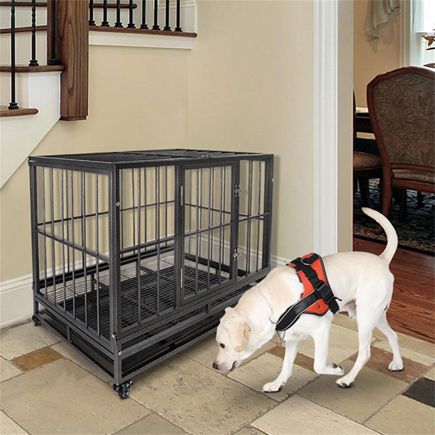 Pefilos 36" Heavy Duty Dog Cage Crate Kennel Metal Escape Proof Kennel, Dog Crate for Large Dogs, Rabbit Hutch with Tray, Gray Pefilos 36" Heavy Duty Dog Cage Crate Kennel Metal Escape Proof Kennel, Dog Crate for Large Dogs, Rabbit Hutch with Tray, Gray
