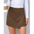 thumbnail image 3 of PRETTYGARDEN Fall Mini Skirts for Women Trendy High Waisted Asymmetrical Knit Suede Skirt Shorts Cute Y2k Outfits, 3 of 9