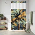 thumbnail image 6 of No Hook Shower Curtain, Palm Tree Shower Curtains for Bathroom with See Through Top Window, Retro Summer Botanical Tropical Plant Leaves Waterproof & Washable Bath Curtain Stand Up Stall 36"x72", 6 of 9