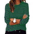 thumbnail image 2 of XIYON Women T Shirts For Spring Crewneck Long Sleeve Striped Tee Shirts Casual Regular Fitted Tops Beach Vacation Clothes, 2 of 6