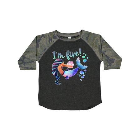 

Inktastic I m Five! 5th Birthday Pink and Blue Mermaid Gift Toddler Boy or Toddler Girl T-Shirt