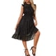 thumbnail image 4 of Vestido de gasa sin mangas para mujer Inspire Chic con cintura fruncida y estrellas metálicas doradas, vestido de fiesta negro M, 4 of 6