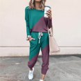 thumbnail image 2 of CHOK Womens Sport Set Long Sleeve Patchwork Color with Loose Cozy Petite Sweatpant Trendy Fall Winter Suits (X-Large  Pink), 2 of 5