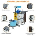 thumbnail image 3 of Commercial Janitorial Cart with 2 Cabinet, Cleaning Cart On Wheels, Housekeeping Caddy with Cover, Shelves, and Vinyl Bag, 3 of 6