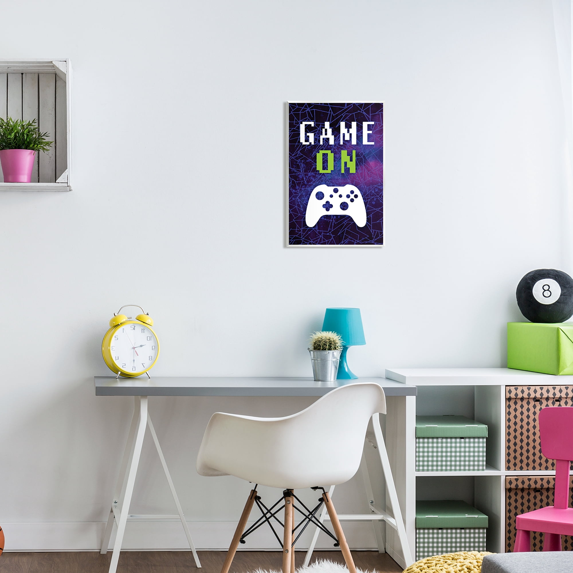 Stupell Industries Game On Bold Geometric Pattern Gaming Controller Graphic Art Unframed Art Print Wall Art, Design by Victoria Barnes
