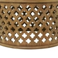 thumbnail image 6 of DecMode 32" x 18" Brown Wood Quatrefoil Design Coffee Table with Clear Glass Top, 1-Piece, 6 of 9