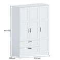 thumbnail image 4 of 3 Door White Wardrobe Closet Armoire, Bedroom Storage Cabinet with 2 Drawers, Hanging Rod & Shelves, Modern Clothes Organizer for Small Space Apartment Dorm, 4 of 8