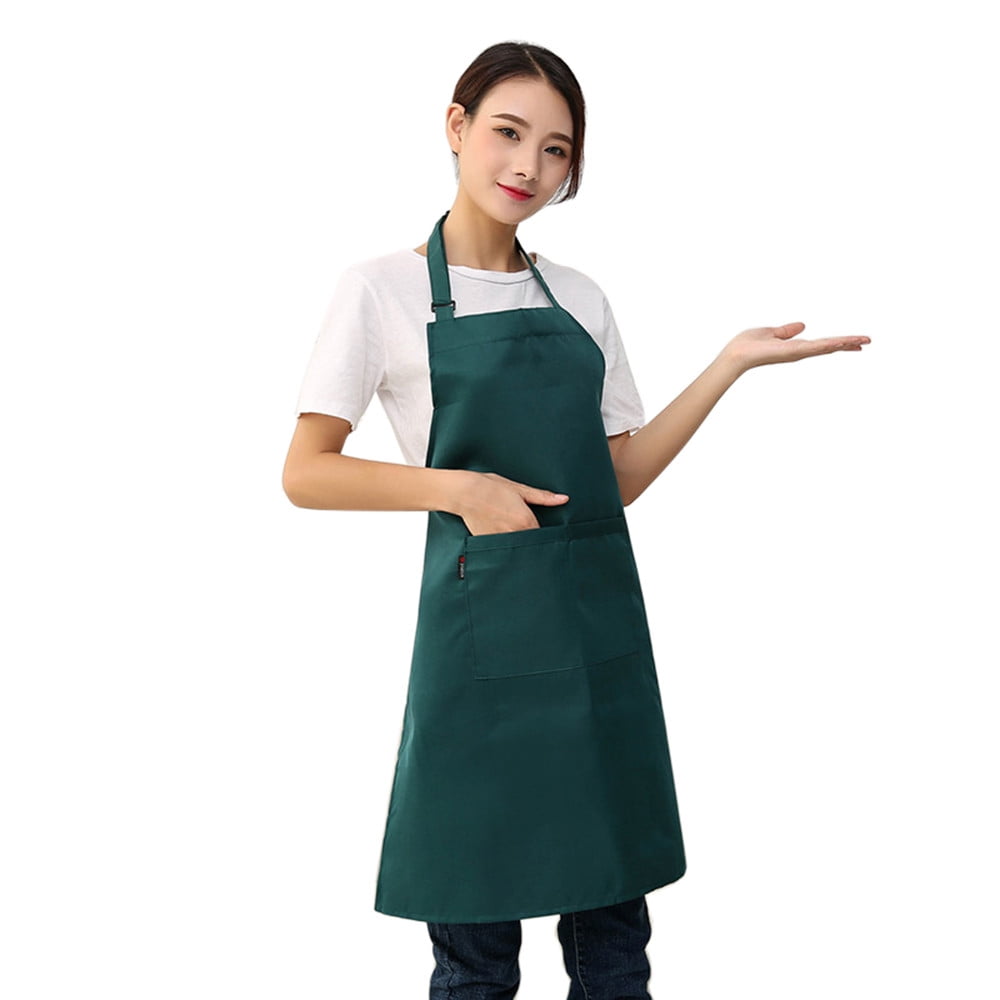 Women Kitchen Restaurant Bib Cooking Apron Dress Waitress Apron With Pocket 