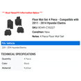 thumbnail image 2 of Floor Mat Set 4 Piece - Compatible with 2011 - 2014 Hyundai Elantra 2012 2013, 2 of 2