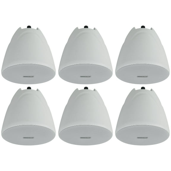6) Rockville PEN-40T White 4" 70V Hanging Pendant Speakers Commercial/Restaurant