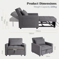 thumbnail image 2 of 3-in-1 Sofa Bed/Sleeper Chair with Bed Function, Linen Fabric, Small Sleeper Sofa/Sleeper Chair with Side Pocket and Adjustable Backrest for Guest Bed, Space-Saving Sleeper Sofa, 2 of 6