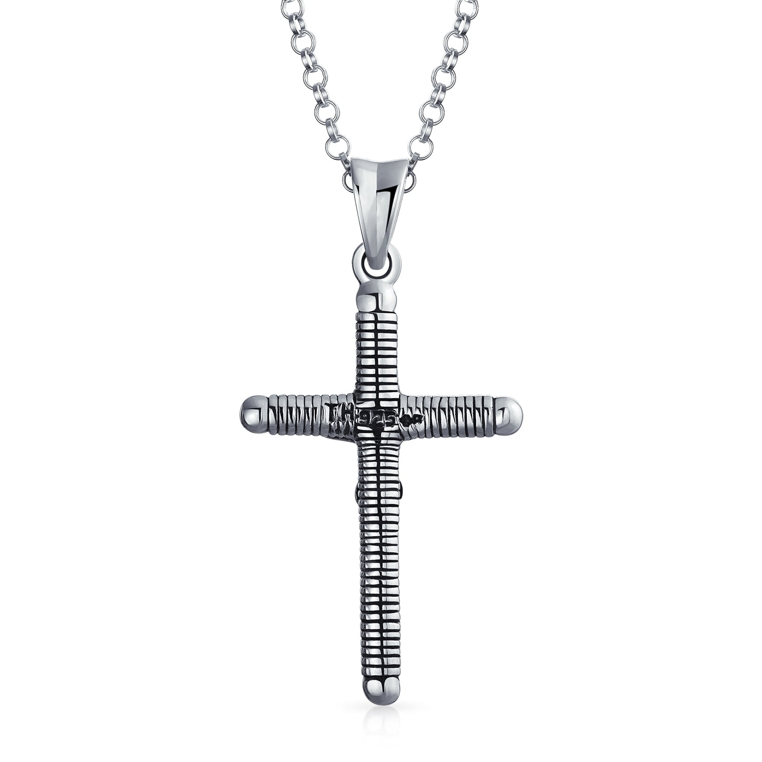 Crucifix Cross Pendant .925 Sterling Silver Jesus Charm