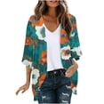 thumbnail image 3 of UVEASISHA Women's 3/4 Sleeve Kimono Cardigan Floral Print Open Front Sweaters Lightweight Casual Summer Outerwear for Office Multicolor XXL, 3 of 6
