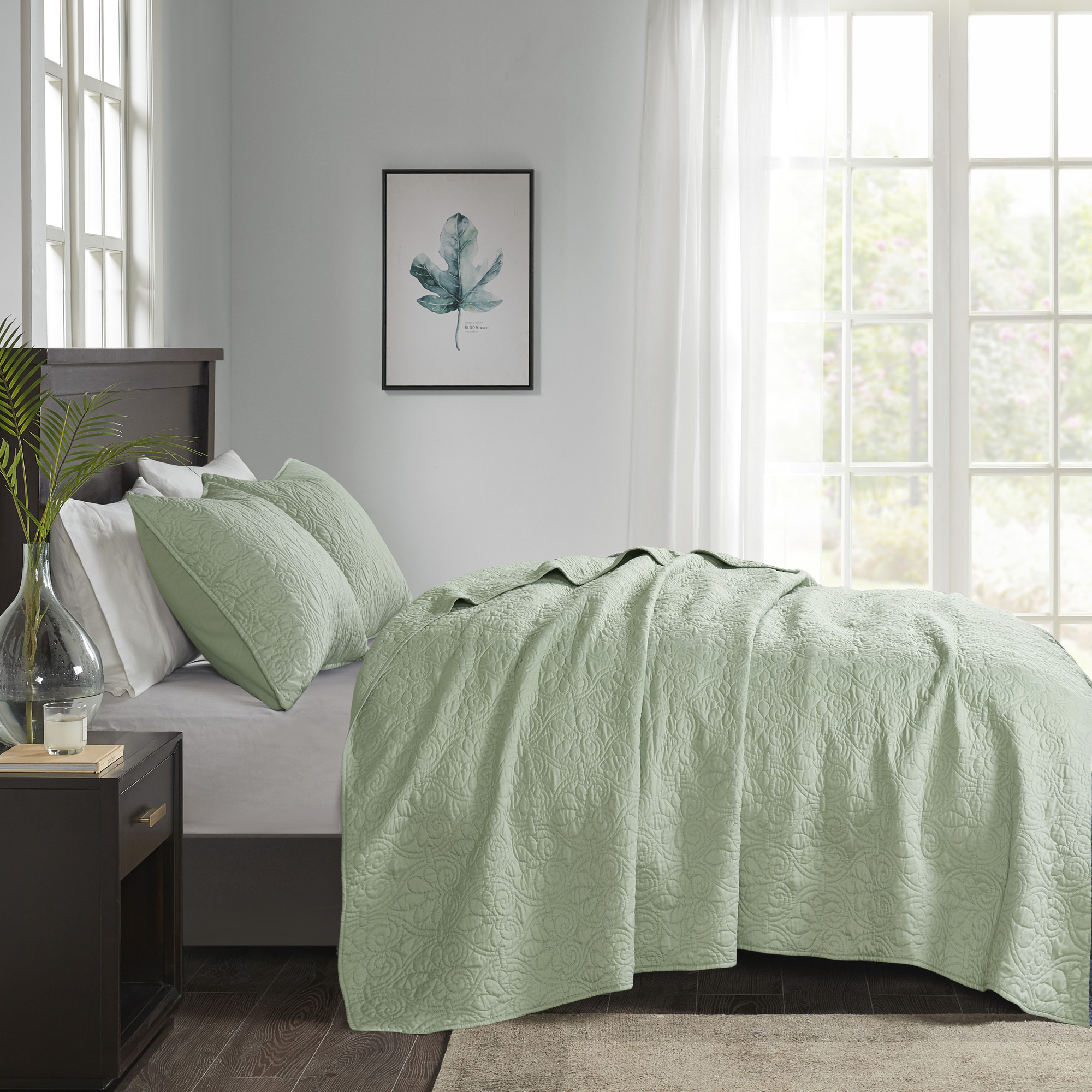 Home Essence Vancouver Super Soft Reversible Coverlet Set, Green, Full/Queen - image 2 of 12
