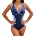 thumbnail image 6 of jobturf Womens One Piece Swimsuits Trendy Cross Back Swim Bodysuits Summer Beach Vacation Bathing Suits Color Block Lace Up Swimwear S-XXL, 6 of 8
