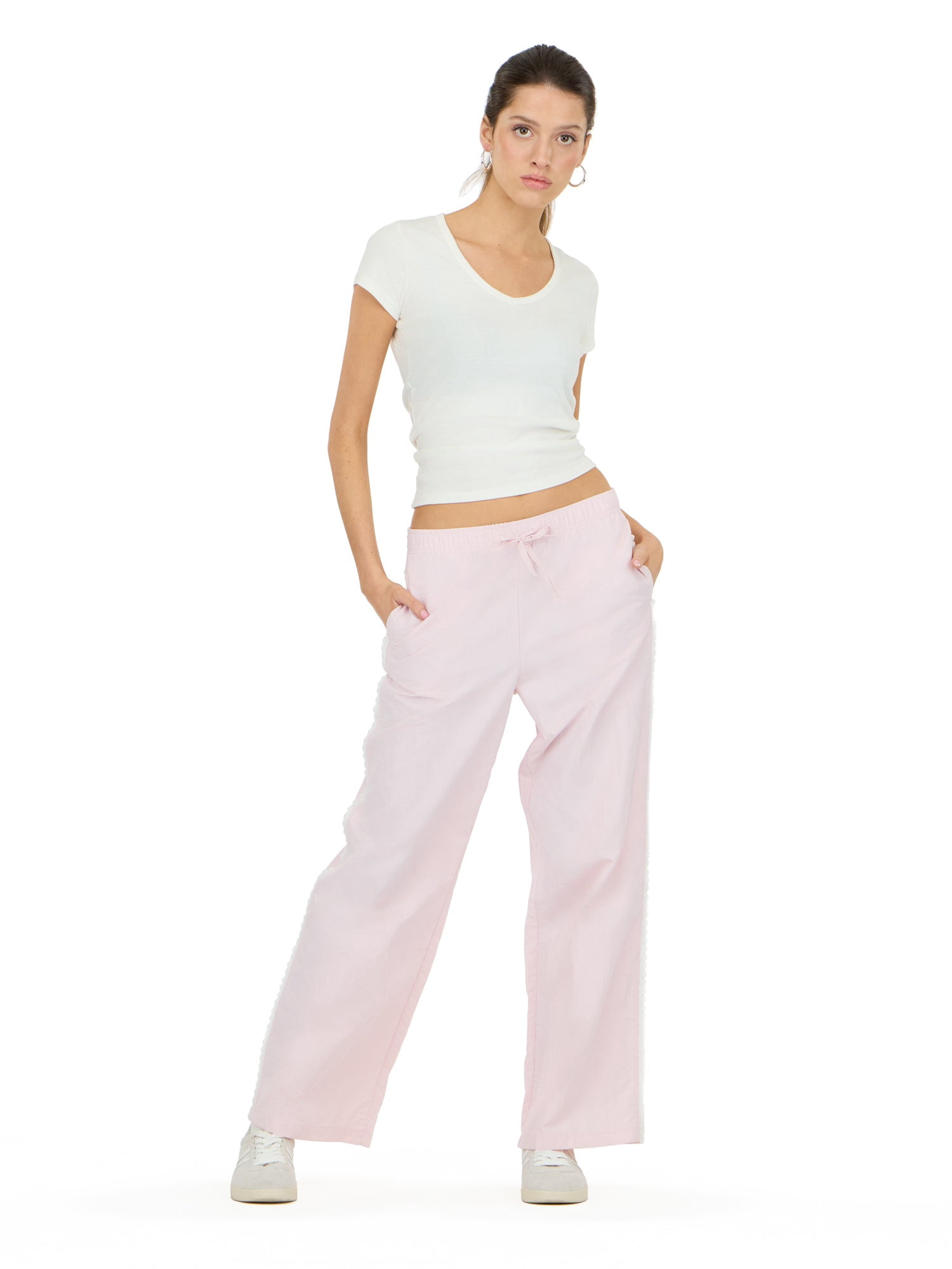 Forever 21 Women's Nylon Wide Leg Pant with Lace Trim, Sizes XS-XL