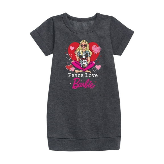 Barbie - Peace Love Barbie - Toddler And Youth Girls Fleece Dress