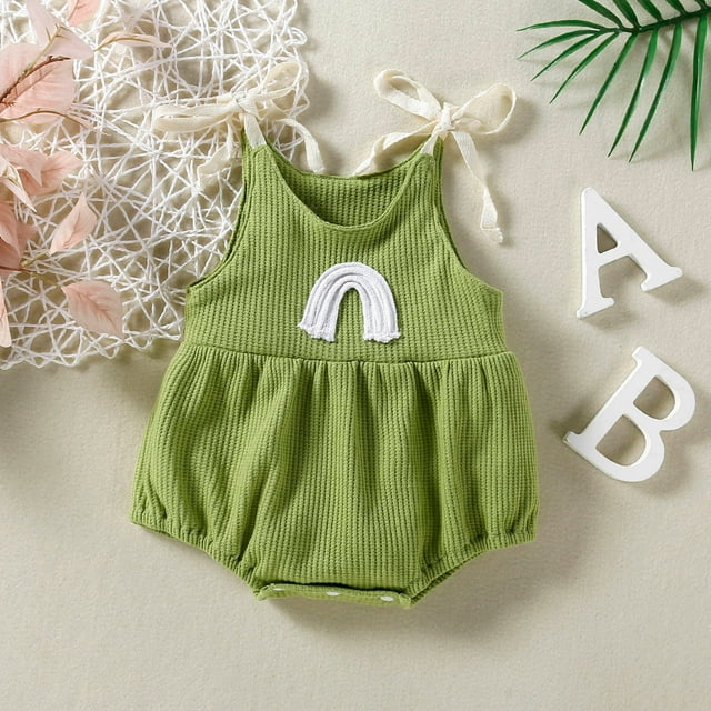 EGNMCR Girls' Jumpsuits & Rompers Toddler Baby Boys And Girl Comfortable Solid Color Sling Romper Jumpsuit Kid Rompers