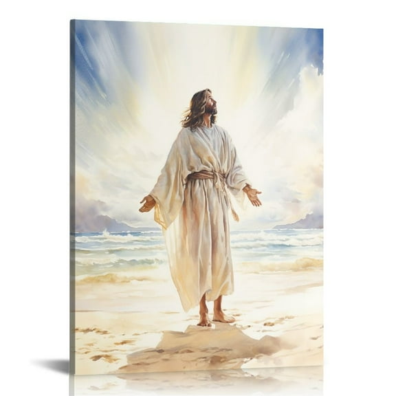 EastSmooth Jesus Pictures for Wall Canvas Wall Art God Walking on Water Paintings for Living Room Framed Art Christian Decor Religious Posters Ready to Hang