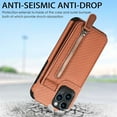 thumbnail image 5 of Zipper Wallet Case for iPhone 12 Pro 6.1 inch, Shockproof  Slim Kickstand Phone Case Weave Texture with Credit Card Holder Purse Gift for Women Men Compatible with iPhone 12 Pro 6.1 inch,Brown, 5 of 12