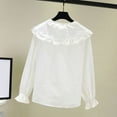 thumbnail image 6 of LYHao Kids Girls Long Sleeve Blouses Kids Elegant Ruffled Button Down Shirts School Tops Sizes 3-4 Years(White), 6 of 7