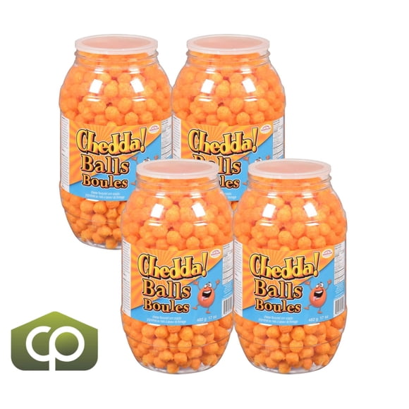 Chicago American Cheddar Cheese Balls, Real Cheese Seasoned Corn Puffs, 482g (17 oz) Family Size Resealable Tub, Crunchy & Airy Party Snack