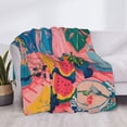 thumbnail image 3 of Disketp Colorful Summer Fruit Table Flannel Blankets - Thick and Warm Blanket for Winter, Soft Fuzzy Plush King Blanket for All Seasons-80"x60", 3 of 6