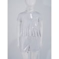 thumbnail image 5 of Doomiva Kids Shiny Jazz Disco Outfit Hip Hop Dance Peplum Top with Shorts Set for Hip-hop Cheerleading White 9-10, 5 of 6