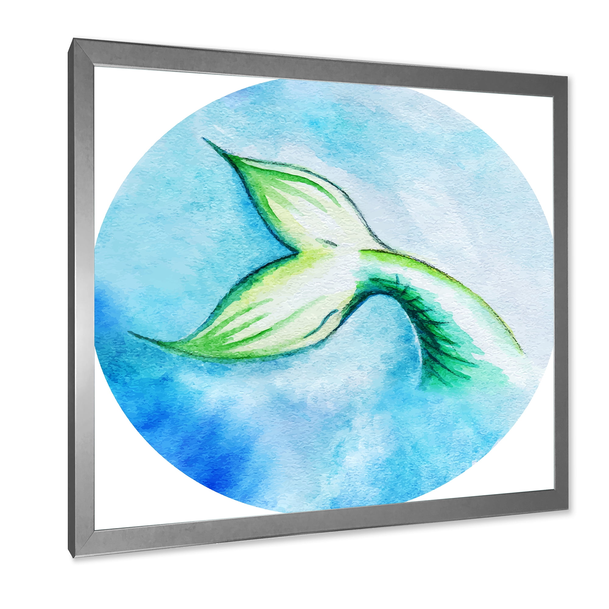 Designart 'Mermaid Green Fish Tail' Nautical & Coastal Framed Art Print