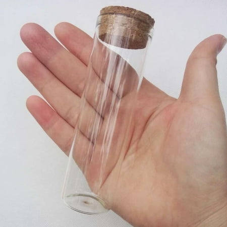 10 Pcs Petites Bouteilles en Verre 50Ml Flacons Bocaux Tube à Essai en Verre avec Bouchons en Liège 50Ml 30X100Mm(1.18x3.93 Pouces)