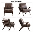 thumbnail image 2 of Bonzy Home Mid-Century Modern Accent Chair, PU Leather Armchairs with Solid Wood Frame & Removable Cushions, Reading Chairs for Living Room Bedroom, Coffee, 2 of 8
