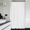 thumbnail image 1 of Riyidecor Cortina de ducha pequeña de 35.8 x 71.7 in, estrecha para RV Walkin, color negro y blanco, moderna cortina de baño con medio pie en zigzag Chevron Camper, accesorios de baño, tela impermeabl, 1 of 5