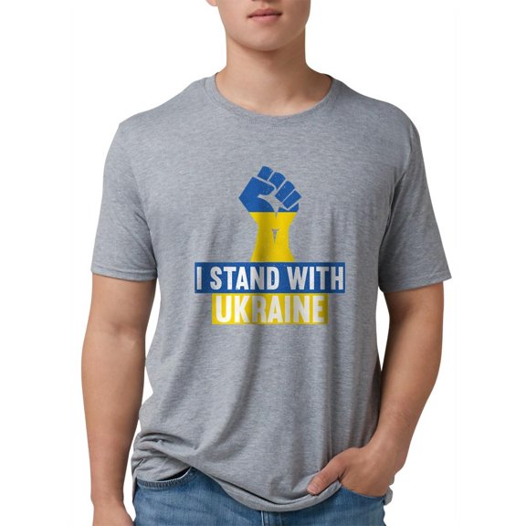CafePress - I Stand With Ukraine T Shirt - Mens Tri-blend T-Shirt