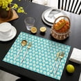thumbnail image 3 of Turquoise Daisy Flower Floral Pattern Summer Placemats Table Placemats Set Of 6-Linen Kitchen Washable Placemats Table Mats 11.8"x17.7" Non-Slip Heat Resistant, 3 of 5