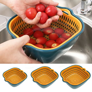 Autrucker Square Folding Drain Basket Fruit Vegetable Washing